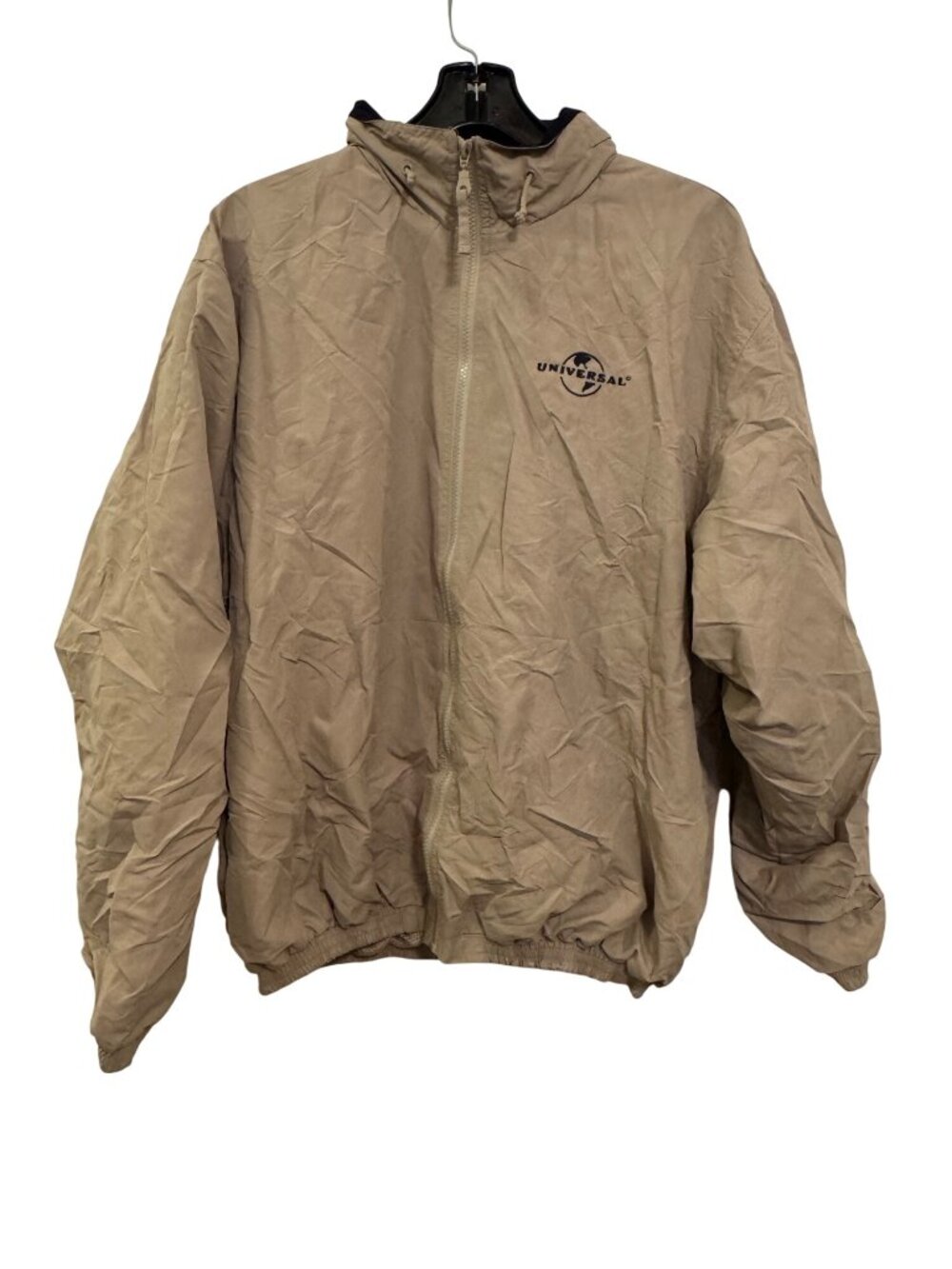 Universal Studios Tan Hooded Jacket Large Nylon Polyester Mesh Lining